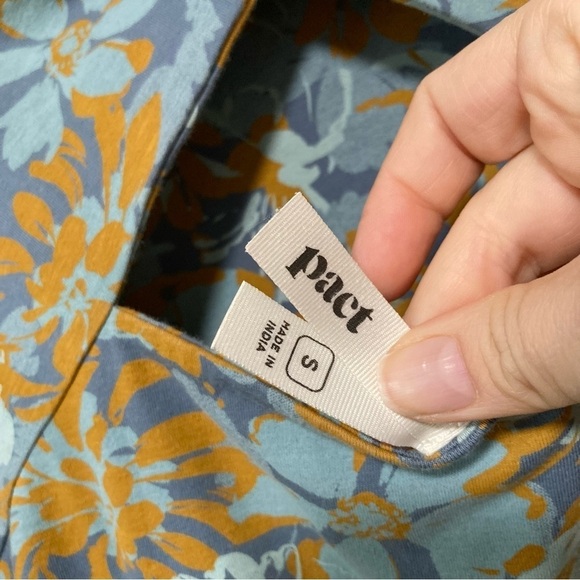 NWOT PACT Organic Cotton Blue Floral Open Back Fit & Flare Midi Party Dress - Picture 5 of 7